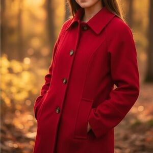 London Fog Red Wool Blend Coat – Women’s size Medium. EUC